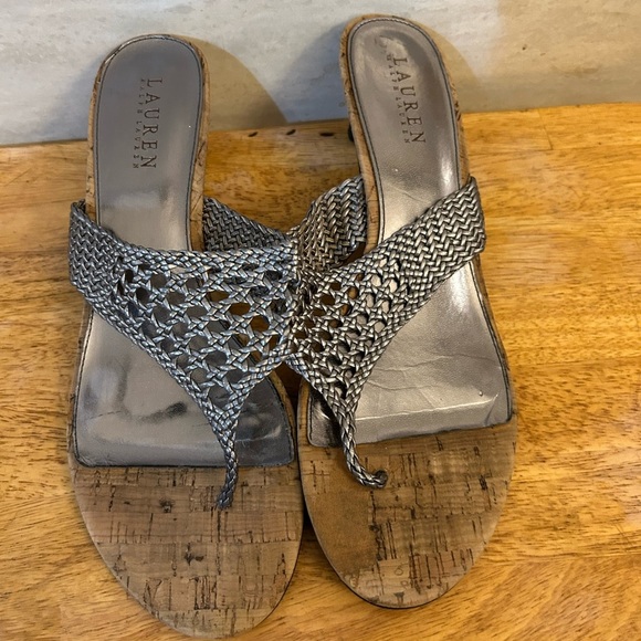 Lauren Ralph Lauren Nalena Metallic Woven Sandals - Picture 1 of 6